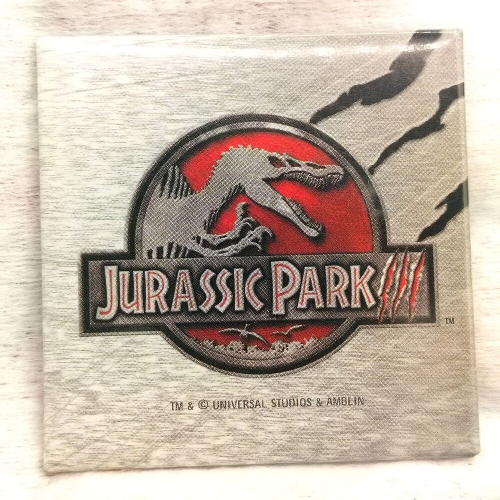 Jurrassic Park III Vintage Pin Button Pinback Universal Studios Movie Promo
